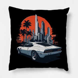 Street Car Miami City T-shirt Design Pillow