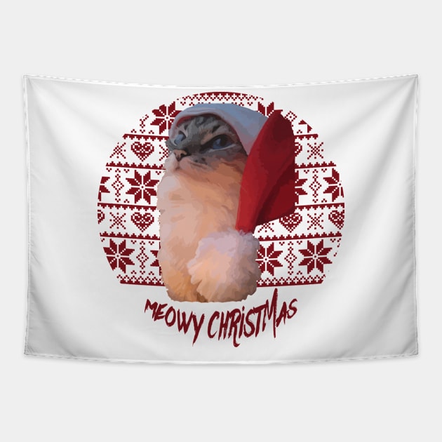 Findigo Merry 'Meowy Christmas' Present Shirt Tapestry by MarxMerch