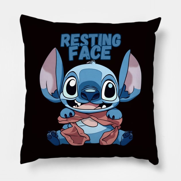 Cute Stitch resting face Pillow by Artist usha