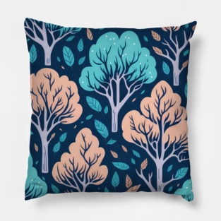 tree pattern light blue and yellow Pillow