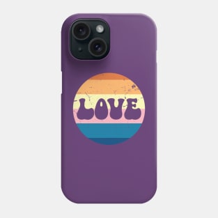 Retro Love Typography On Sunset with Purple Background Phone Case