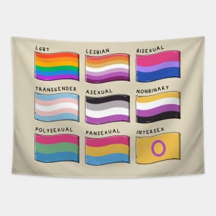 Retro LGBTQIA Pride Flags Tapestry