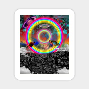 Saturnine Trippy Space Collage Magnet