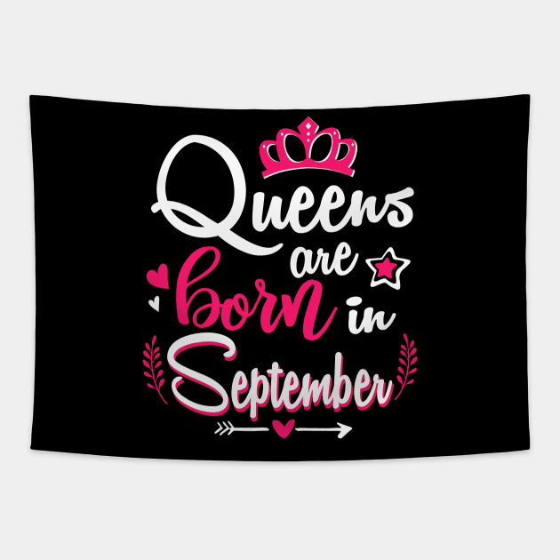 Women Queens Are Born In September Tapestry by Manonee