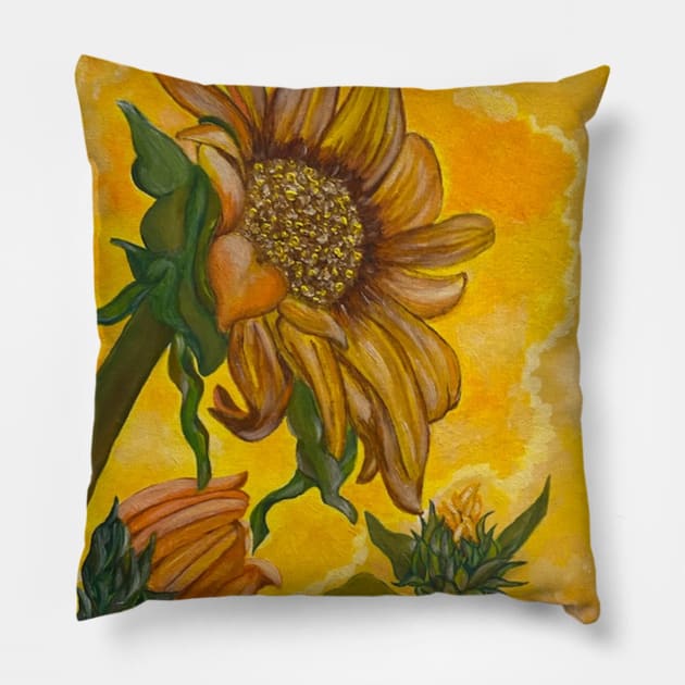 Sunflower Blooms Pillow by Terrisart