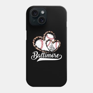 Baltimore, leopard, Baseball, Twin hearts, baseball lover Phone Case