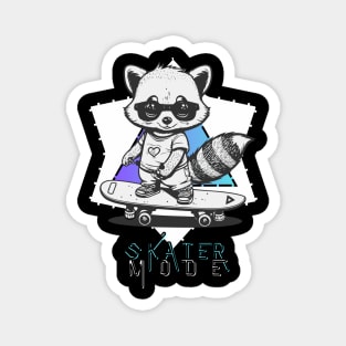 Skateboard Mode Racoon Magnet