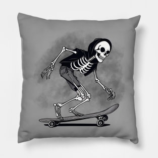 hooligan skeleton riding on a skateboard Pillow