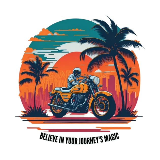 Funny t-shirt, sport motorcycle design, Believe in Your Journey's Magic by Z-DesignDazzle