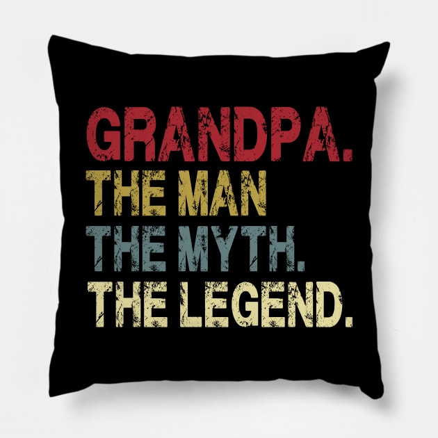 Grandpa - The Man - The Myth - The Legend Father's Day Gift Papa Pillow by David Darry