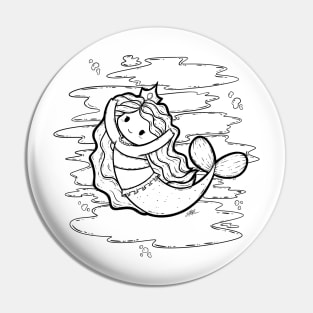 Cute Mermaid Illustration Pin