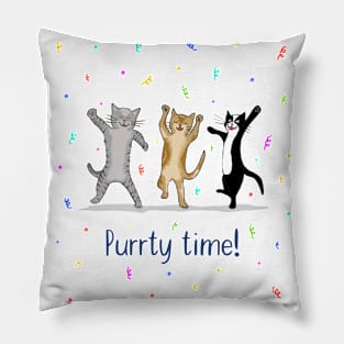 Dancing Cats Puurty Time Print Pillow