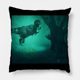 TRex Dinosaur in Forest Pillow