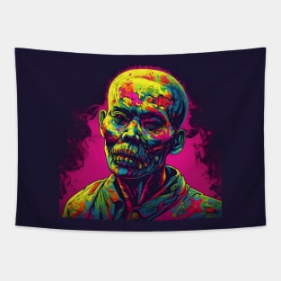 Asian Korean Zombie in neon bright lights Tapestry