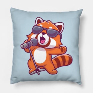 Cute Red Panda Singing Cartoon Pillow