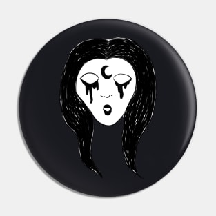 Scary Moon Witch Lineart Pin