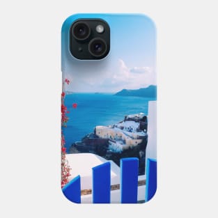 Santorini, Greece - retro travel poster Phone Case