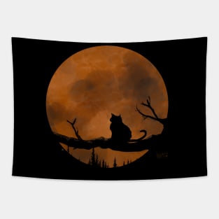 Full Moon Cat Tapestry