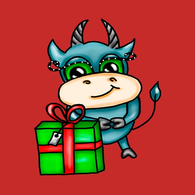 Christmas funny colored bull by Sereniya