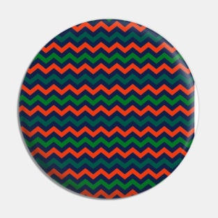 Orange Navy Blue and Green Chevron Zigzag Pattern Pin