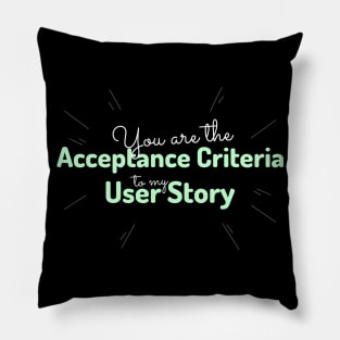 "You are the acceptance criteria to my user story" Pillow