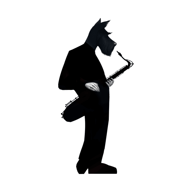 Scottish Terrier Saxophonist by JHeavenor