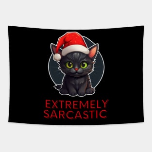 Extremely Sarcastic Christmas Cat Tapestry