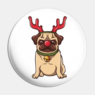Reindeer Pug Christmas Animal Lover Dogs Pin