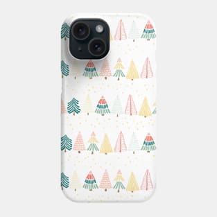 Doodle Christmas trees under the starry sky Phone Case