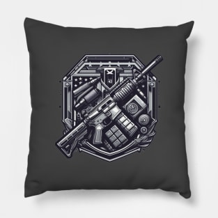 Tactical Assault Rifle: Military-Inspired Graphic Pillow