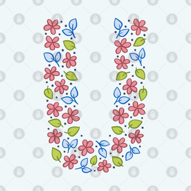 Floral Monogram Letter U - pink and blue by SRSigs