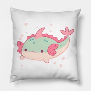 Green and Pink Pastel Axolotl Cute Pillow