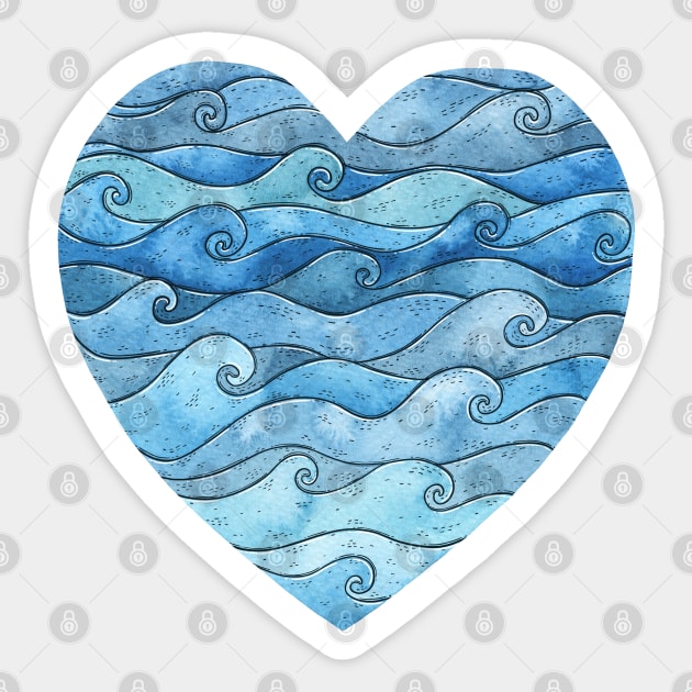 Ocean Heart Heart Sticker TeePublic