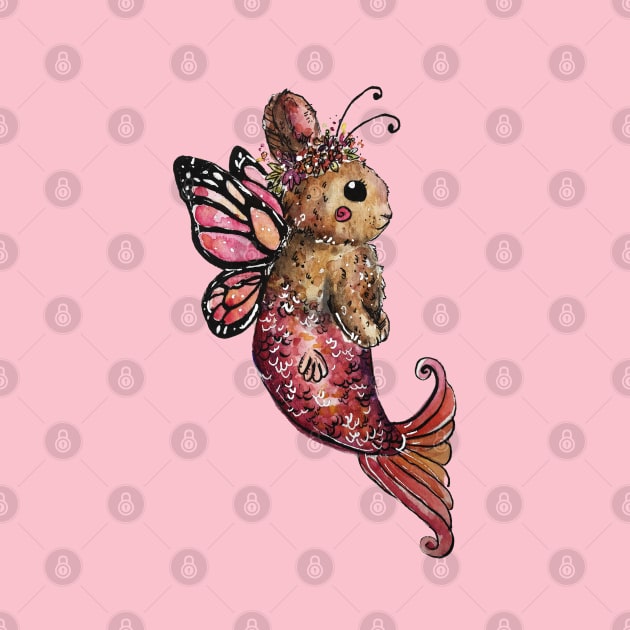 Butterfly Fairy Mermaid Brown Bunny by aquabun