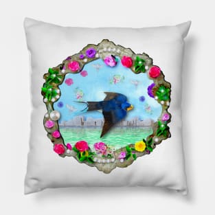 Blue Bird. Victorian Style Pillow