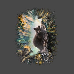 Realistic Bear Cub On the Tree In the Forest T-Shirt