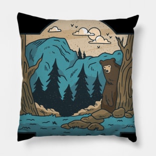 Bear in the Wilderness Pillow