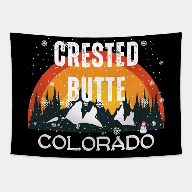 Crested Butte Colorado U.S.A. White text. Gift Ideas For The Ski Enthusiast. Tapestry by Papilio Art