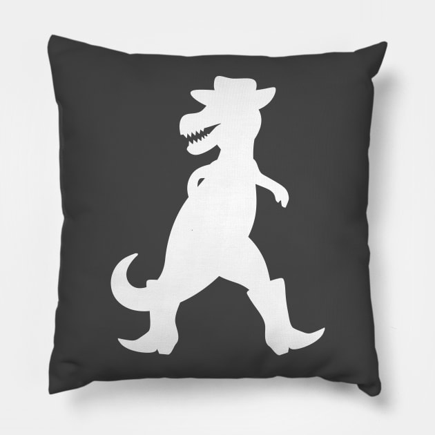 Cowboy T-Rex (white) Pillow by schlag.art