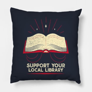 Support Your Local Library Vintage Grunge Pillow