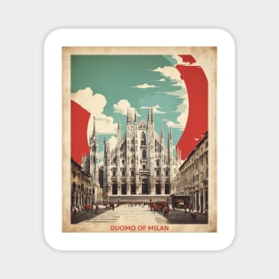 Milan Cathedral Italy Vintage Tourism Travel Poster Magnet