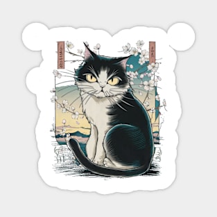 Sullen Cat Japanese Art Print Magnet