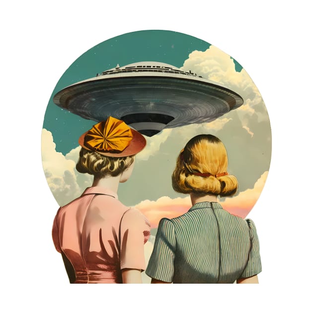 Retro UFO Sighting Collage Artwork by TheJadeCat