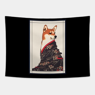 Shiba inu japanese with kimono vintage Tapestry