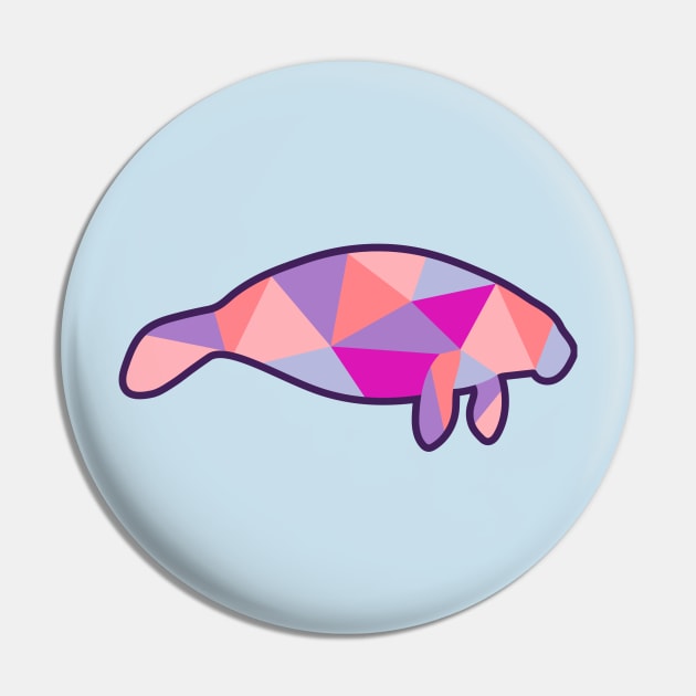 Geometric Manatee Pink (Full Front) Pin by natelledrawsstuff