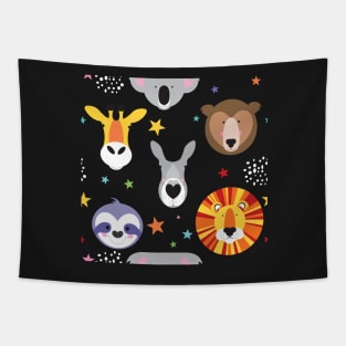 Furry friends cute animal pattern Tapestry