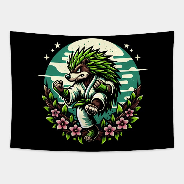 Karate Hedgehog Tapestry by Genbu