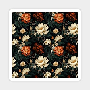 Dutch Nocturne: Luminous Floral Pastoral on Black Canvas Magnet