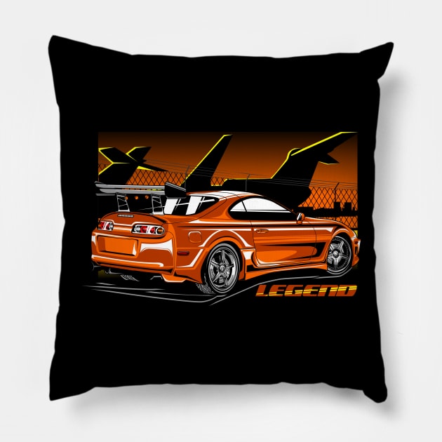 Toyota Supra Orange Pillow by aredie19