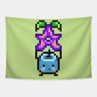 Blue Junimo with Stardrop Tapestry